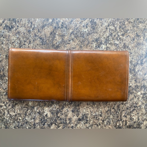 Rolfs Map Holder Faux Carmel Leather Vintage Car Buckle Closure Canvas Interior - Picture 3 of 6